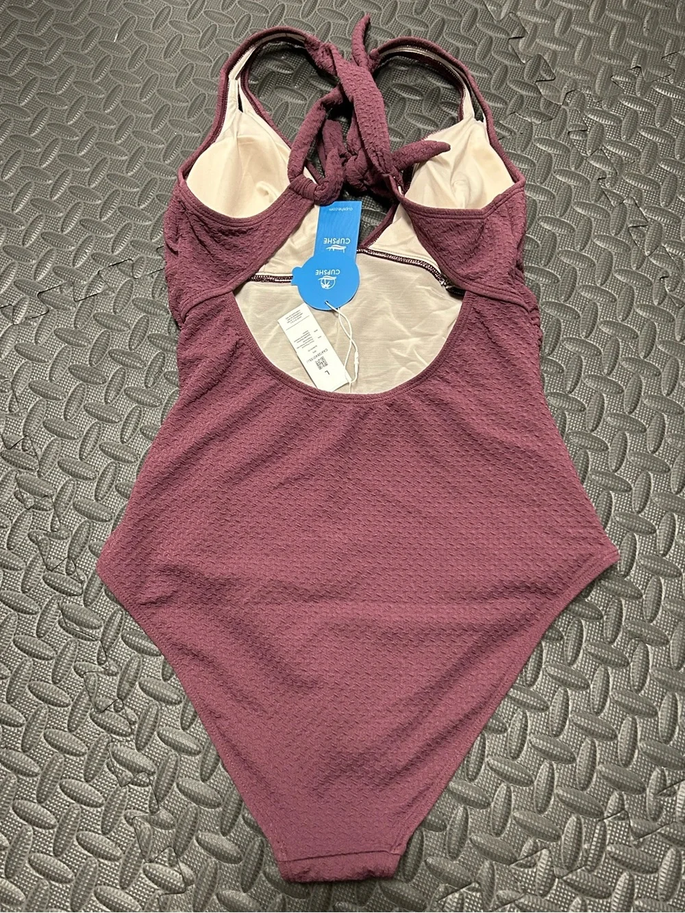 NWT Plum Texture Plunging Tummy Control One-Piece -Large